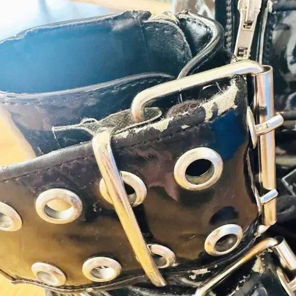 Demonia Black Platform Boots Patent Leather Buckle Women’s Size 7 US BEAR 104 - Picture 7 of 10